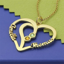 Load image into Gallery viewer, Engraved Couples Name Necklace With Birthstones