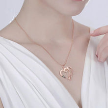 Load image into Gallery viewer, Personalized 925 Sterling Silver Double Heart Name Necklace With Birthstone
