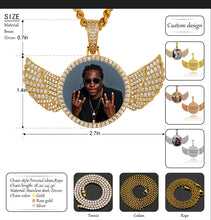 Load image into Gallery viewer, 14K Gold Custom Picture Pendant With Wings Necklace