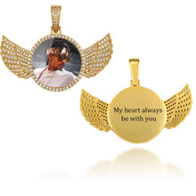 Load image into Gallery viewer, 14K Gold Plated Custom Angel Wings Picture Pendant Necklace