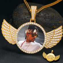 Load image into Gallery viewer, 14K Gold Plated Custom Angel Wings Picture Pendant Necklace
