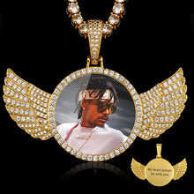 Load image into Gallery viewer, 14K Gold Plated Custom Angel Wings Picture Pendant Necklace