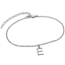 Load image into Gallery viewer, 14k Gold Plated Ankle Bracelet with Initial Letter with silver color