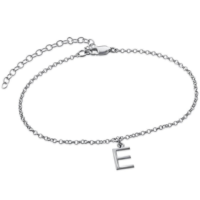 14K Gold Plated Ankle Bracelet with Initial Letter