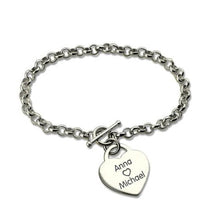 Load image into Gallery viewer, 14k Gold Plated Charm Heart Bracelet With Silver Color