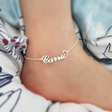 Load image into Gallery viewer, 14k Gold Plated Custom Name Anklet Bracelet Silver