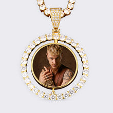 Load image into Gallery viewer, Personalized Round Photo Rotating double-sided Picture Pendant Necklace