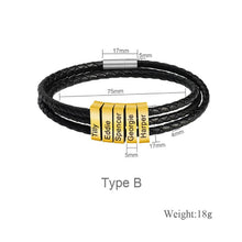 Load image into Gallery viewer, Braided Leather Bracelet With Name On It charm