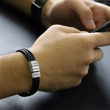 Load image into Gallery viewer, Braided Leather Bracelet With Name On It with Silver Color