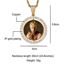 Load image into Gallery viewer, Personalized Round Photo Rotating double-sided Picture Pendant Necklace