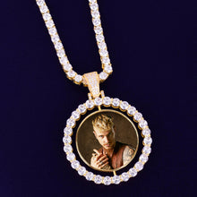 Load image into Gallery viewer, Personalized Round Photo Rotating double-sided Picture Pendant Necklace