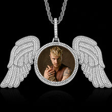 Load image into Gallery viewer, Custom Made Picture Pendant Medallions Necklace With Angel Wing