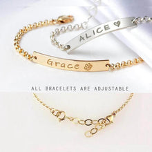 Load image into Gallery viewer, Custom Baby Name Bracelets Charm in 14k Gold Plated With Link Chain silver color