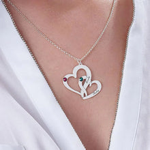 Load image into Gallery viewer, Custom Engraved Heart Necklace With Birthstones For Couples