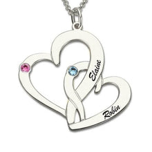 Load image into Gallery viewer, Custom Engraved Heart Necklace With Birthstones For Couples
