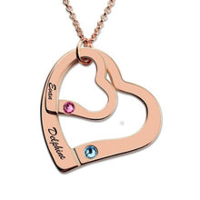 Load image into Gallery viewer, Engravable Double Heart Necklace with Birthstones