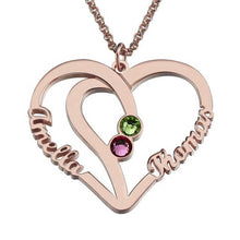 Load image into Gallery viewer, Engraved Couples Name Necklace With Birthstones