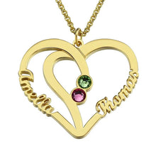 Load image into Gallery viewer, Engraved Couples Name Necklace With Birthstones