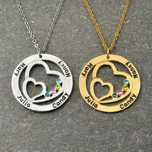 Load image into Gallery viewer, Family Name Necklace With Birthstone Heart Engraved