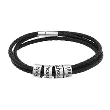 Load image into Gallery viewer, Leather bracelet For men with family names