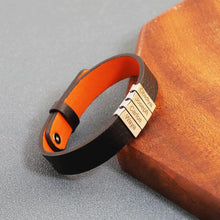 Load image into Gallery viewer, Mens Leather Bracelet With Name Beads Gold
