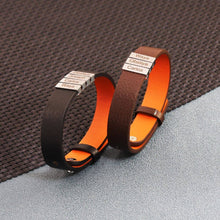 Load image into Gallery viewer, Mens Leather Bracelet With Name Beads silver