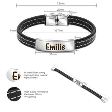 Load image into Gallery viewer, Mens Leather Name Bracelet - Gifts For Him