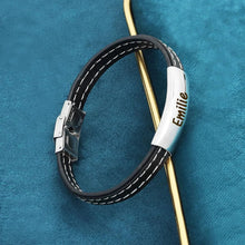 Load image into Gallery viewer, Mens Leather Name Bracelet - Gifts For Him