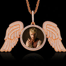 Load image into Gallery viewer, Custom Made Picture Pendant Medallions Necklace With Angel Wing