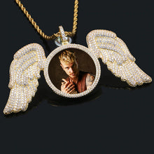 Load image into Gallery viewer, Custom Made Picture Pendant Medallions Necklace With Angel Wing