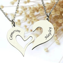 Load image into Gallery viewer, Personalized Breakable Heart Name Necklace for Couples