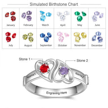 Load image into Gallery viewer, Personalized Double Heart Promise Rings for Women