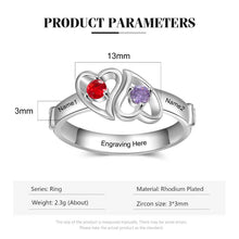 Load image into Gallery viewer, Personalized Double Heart Promise Rings for Women