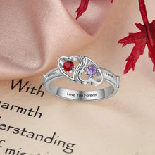Load image into Gallery viewer, Personalized Double Heart Promise Rings for Women
