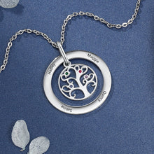 Load image into Gallery viewer, Personalized Family Tree Name Necklaces with 4 Birthstones