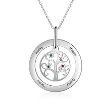 Load image into Gallery viewer, Personalized Family Tree Name Necklaces with 4 Birthstones