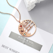 Load image into Gallery viewer, Personalized Family Tree Necklace With Names And Birthstones