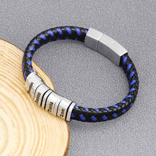 Load image into Gallery viewer, Personalized Leather bracelet For men With Name Beads