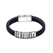 Load image into Gallery viewer, Personalized Leather bracelet For men With Name Beads