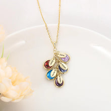 Load image into Gallery viewer, Personalized Multi Names & Stones Engraved Family Name Necklace