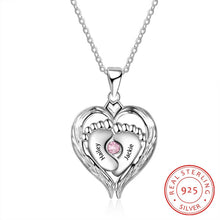 Load image into Gallery viewer, Personalized Two Name Baby Feet Necklace
