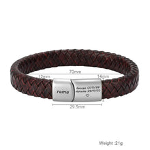 Load image into Gallery viewer, Personalized leather bracelet with name and text