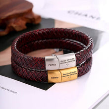 Load image into Gallery viewer, Personalized leather bracelet with name and text