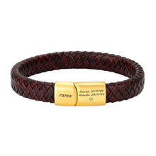 Load image into Gallery viewer, Personalized leather bracelet with name and text