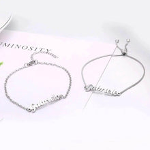 Load image into Gallery viewer, Sterling Silver Adjustable Custom Name Bangle Bracelets