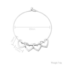 Load image into Gallery viewer, Women's Gold Bangle Bracelet Set With Heart Shape Name Pendants