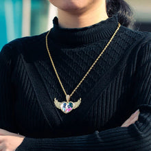 Load image into Gallery viewer, 14k Gold Plated Memorial Necklace With Picture And Wings