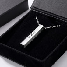 Load image into Gallery viewer, Custom 4-sided engraved bar necklace gift boxed for anniversary