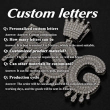 Load image into Gallery viewer, Custom bubble letter chain FAQ covering letters allowed, materials and production time