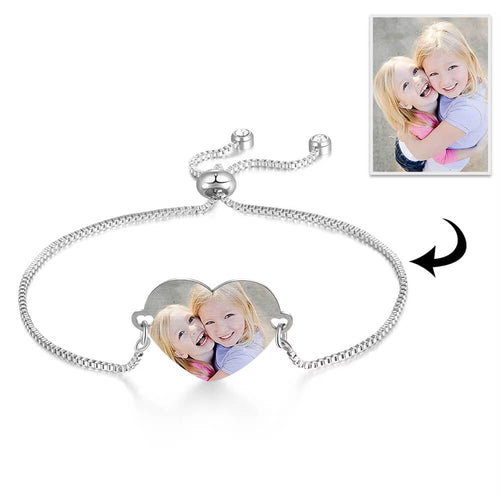 Heart Adjustable Custom Photo Bracelet